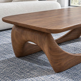 Solid Wood Coffee Table with Softened Slab Top on Twin-Arch Ribbon Base - Arboriswood - 4