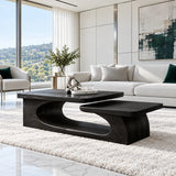 Solid Wood Coffee Table with Tiered Slab Tops on Open Oval-Loop Base - Arboriswood - 10