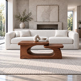 Solid Wood Coffee Table with Tiered Slab Tops on Open Oval-Loop Base - Arboriswood - 11