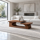 Solid Wood Coffee Table with Tiered Slab Tops on Open Oval-Loop Base - Arboriswood - 3