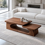 Solid Wood Coffee Table with Tiered Slab Tops on Open Oval-Loop Base - Arboriswood - 5