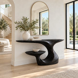 Solid Wood Console Table, Sculptural Carved Curved Entryway Accent Piece - Arboriswood - 10