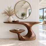 Solid Wood Console Table, Sculptural Carved Curved Entryway Accent Piece - Arboriswood - 2