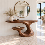 Solid Wood Console Table, Sculptural Carved Curved Entryway Accent Piece - Arboriswood - 5