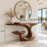 Solid Wood Console Table, Sculptural Carved Curved Entryway Accent Piece - Arboriswood - 7