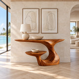 Solid Wood Console Table, Sculptural Carved Curved Entryway Accent Piece - Arboriswood - 9