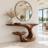 Solid Wood Console Table, Sculptural Carved Curved Entryway Accent Piece - Arboriswood