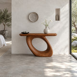 Solid Wood Console Table with Coiled Eye-Loop Pedestal and Rounded-End Slab Top - Arboriswood - 12