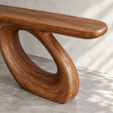 Solid Wood Console Table with Coiled Eye-Loop Pedestal and Rounded-End Slab Top - Arboriswood - 4