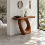 Solid Wood Console Table with Coiled Eye-Loop Pedestal and Rounded-End Slab Top - Arboriswood - 6