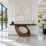 Solid Wood Console Table with Coiled Eye-Loop Pedestal and Rounded-End Slab Top - Arboriswood - 8