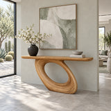 Solid Wood Console Table with Coiled Eye-Loop Pedestal and Rounded-End Slab Top - Arboriswood - 9