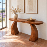 Solid Wood Console Table with Sculptural Curved Base and Rounded Ends - Arboriswood - 2