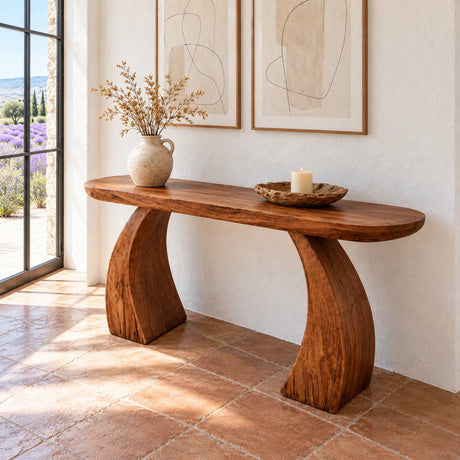 Solid Wood Console Table with Sculptural Curved Base and Rounded Ends - Arboriswood - 2