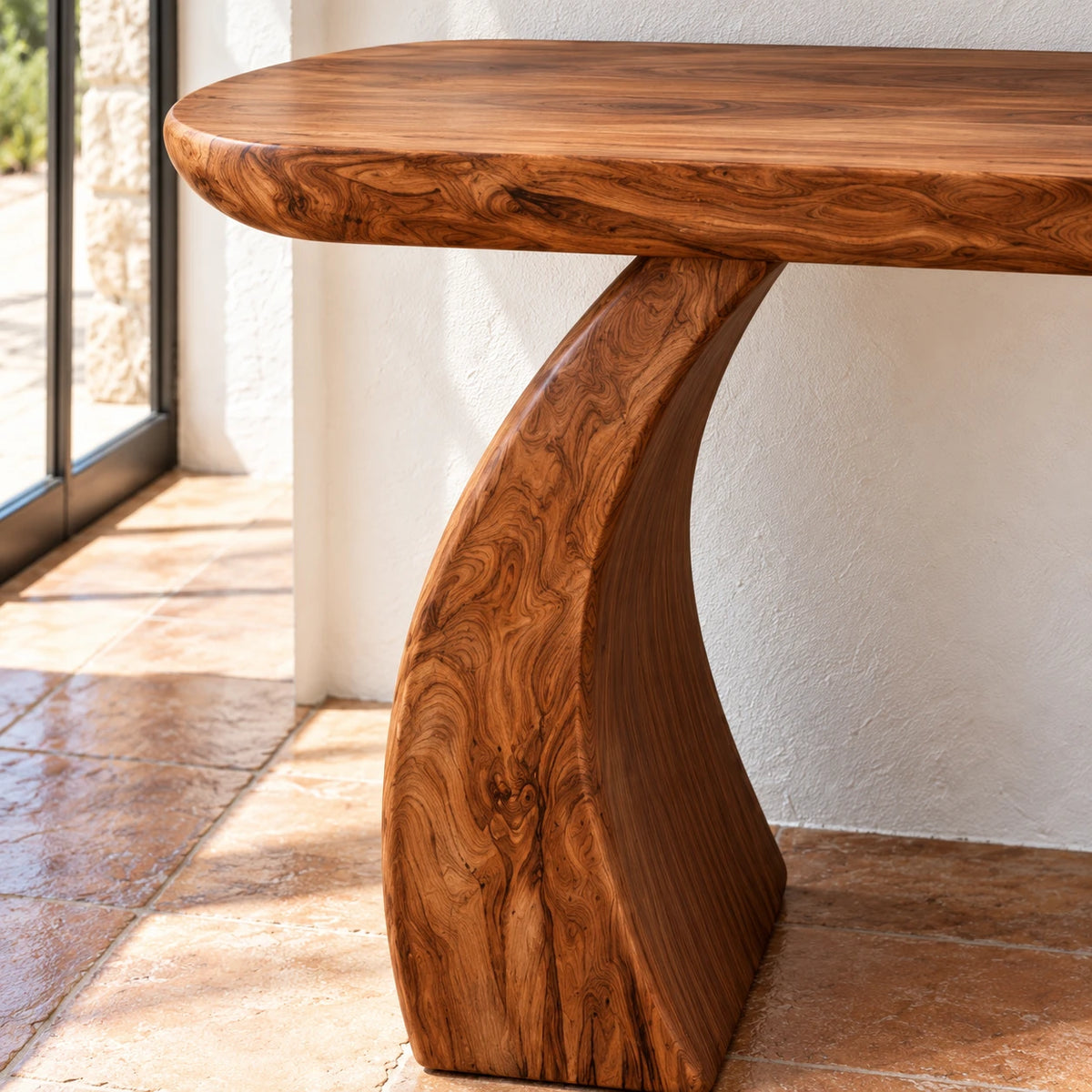 Solid Wood Console Table with Sculptural Curved Base and Rounded Ends - Arboriswood - 4