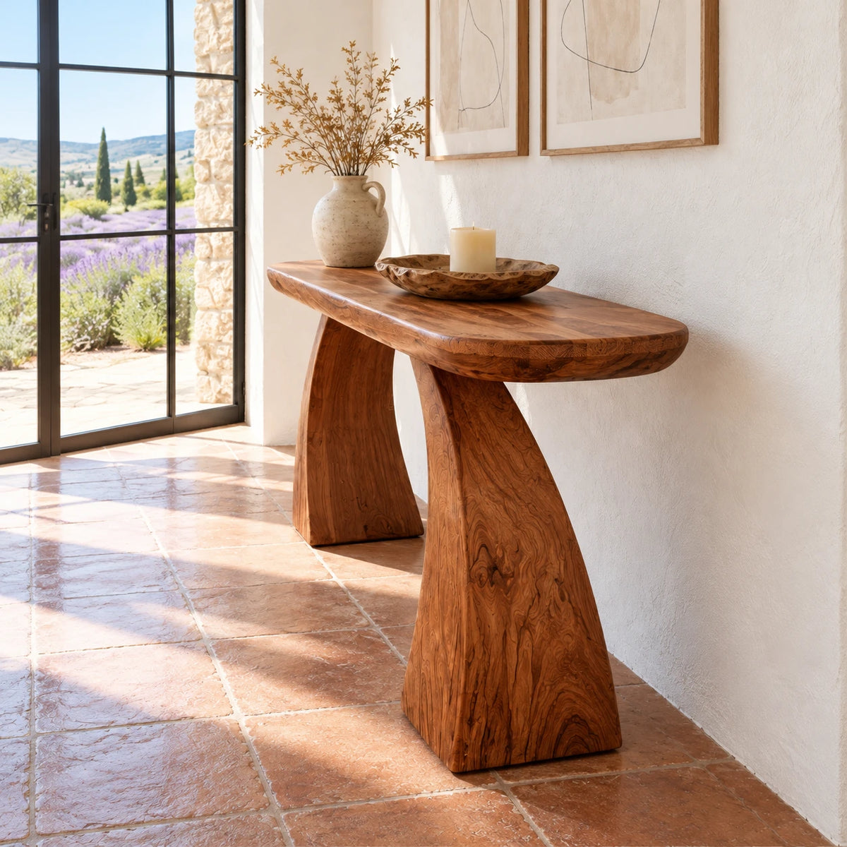 Solid Wood Console Table with Sculptural Curved Base and Rounded Ends - Arboriswood - 6