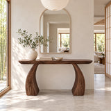 Solid Wood Console Table with Sculptural Curved Base and Rounded Ends - Arboriswood - 8