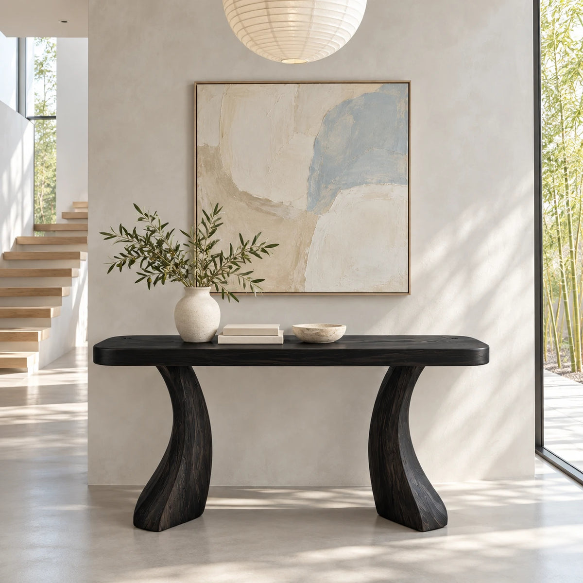 Solid Wood Console Table with Sculptural Curved Legs and Live-Edge Top - Arboriswood - 10