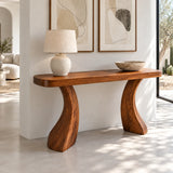 Solid Wood Console Table with Sculptural Curved Legs and Live-Edge Top - Arboriswood - 2