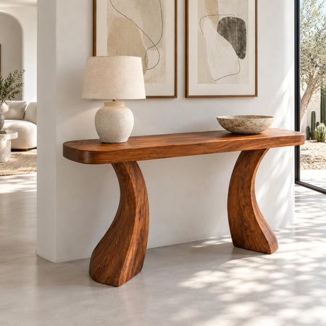 Solid Wood Console Table with Sculptural Curved Legs and Live-Edge Top - Arboriswood - 2