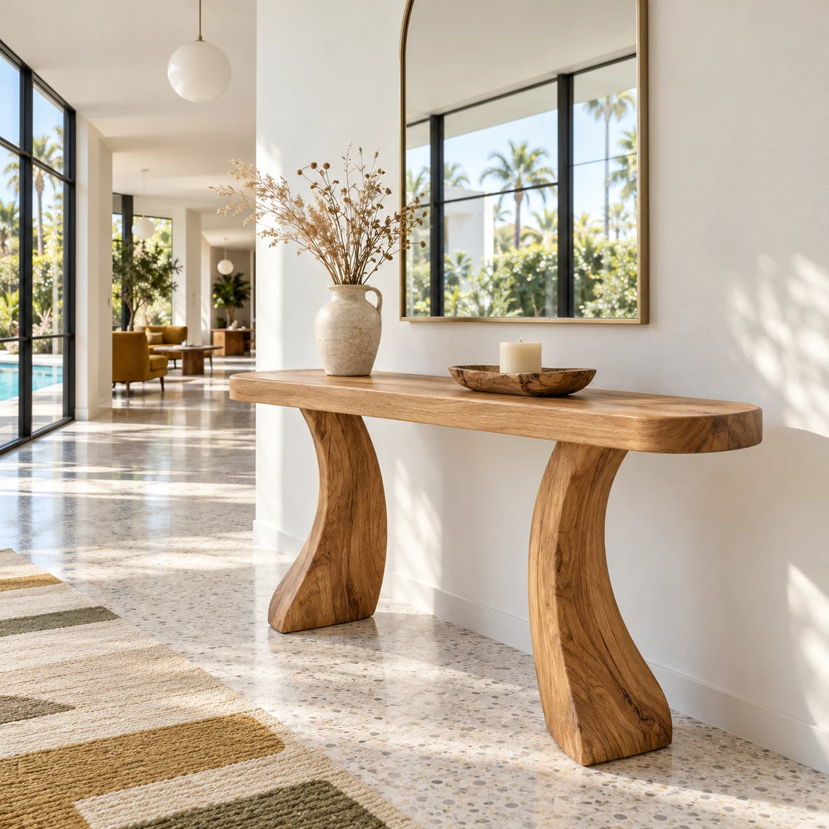 Solid Wood Console Table with Sculptural Curved Legs and Live-Edge Top - Arboriswood - 9