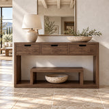Solid Wood Console Table with Three Drawers and Open Display Shelf - Arboriswood - 2