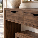 Solid Wood Console Table with Three Drawers and Open Display Shelf - Arboriswood - 4