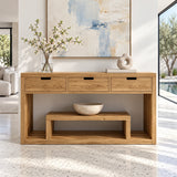 Solid Wood Console Table with Three Drawers and Open Display Shelf - Arboriswood - 9
