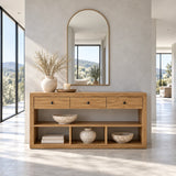 Solid Wood Console Table with Three Drawers and Open Storage Shelving - Arboriswood - 10