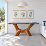 Solid Wood Console Table with Wishbone Pedestal Base and Live-Edge Slab Top - Arboriswood - 10