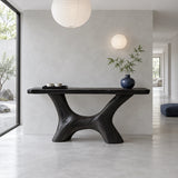 Solid Wood Console Table with Wishbone Pedestal Base and Live-Edge Slab Top - Arboriswood - 13