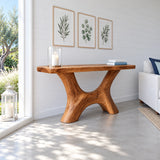 Solid Wood Console Table with Wishbone Pedestal Base and Live-Edge Slab Top - Arboriswood - 2