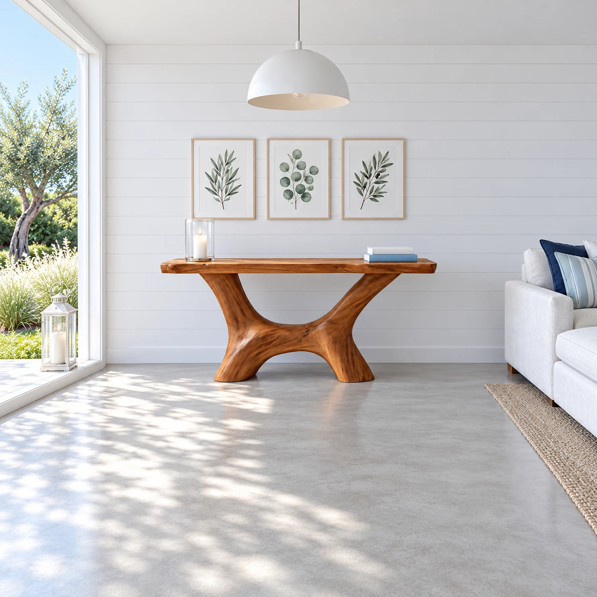 Solid Wood Console Table with Wishbone Pedestal Base and Live-Edge Slab Top - Arboriswood - 3
