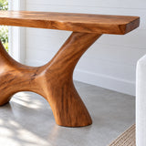 Solid Wood Console Table with Wishbone Pedestal Base and Live-Edge Slab Top - Arboriswood - 4
