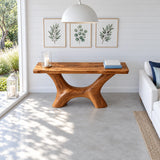 Solid Wood Console Table with Wishbone Pedestal Base and Live-Edge Slab Top - Arboriswood - 5