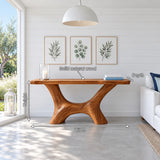 Solid Wood Console Table with Wishbone Pedestal Base and Live-Edge Slab Top - Arboriswood - 7