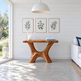 Solid Wood Console Table with Wishbone Pedestal Base and Live-Edge Slab Top - Arboriswood - 8