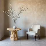 Solid Wood End Table with Live Edge Top and Hand-Carved Sculptural Base - ArborisWood - 7