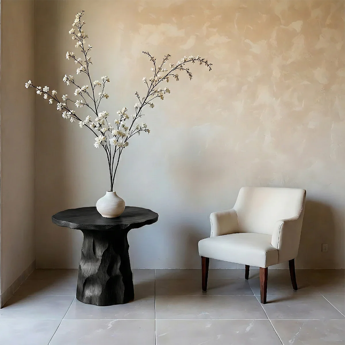 Solid Wood End Table with Live Edge Top and Hand-Carved Sculptural Base - ArborisWood - 8