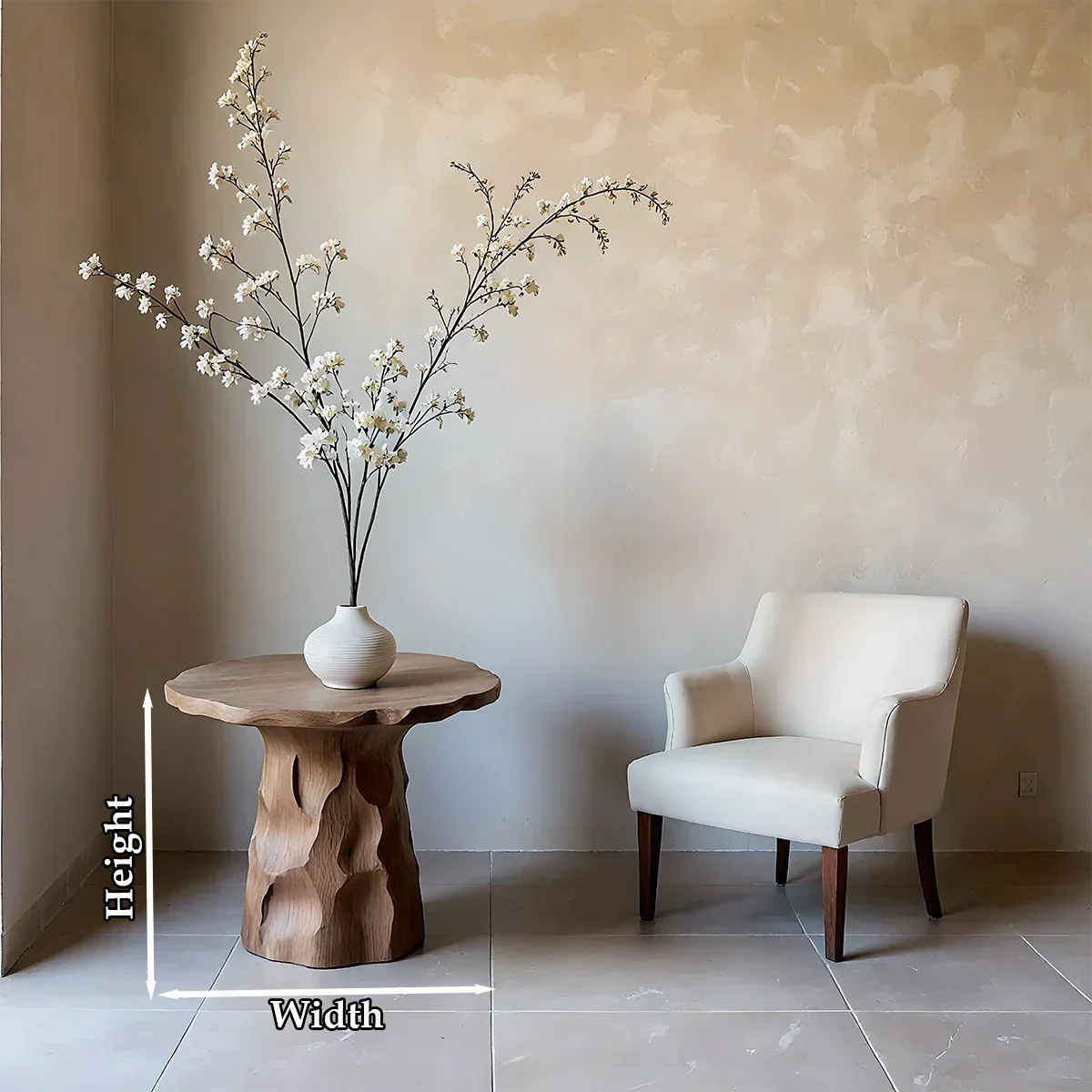 Solid Wood End Table with Live Edge Top and Hand-Carved Sculptural Base - ArborisWood - 9