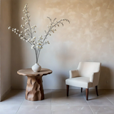 Solid Wood End Table with Live Edge Top and Hand-Carved Sculptural Base - ArborisWood