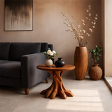Solid Wood End Table with Round Top and Multi-Root Sculptural Base - ArborisWood - 5