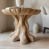 Solid Wood End Table with Round Top and Root-Inspired Pedestal Base - ArborisWood - 4