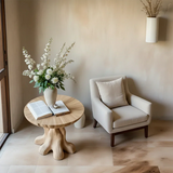 Solid Wood End Table with Round Top and Root-Inspired Pedestal Base - ArborisWood - 5