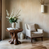 Solid Wood End Table with Round Top and Root-Inspired Pedestal Base - ArborisWood - 7