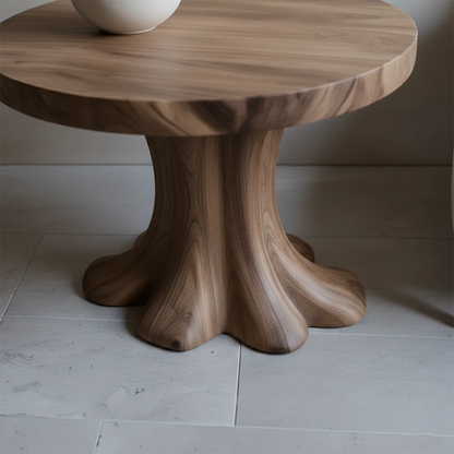 Solid Wood End Table with Round Top and Sculptural Tree-Inspired Base - ArborisWood - 4