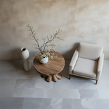 Solid Wood End Table with Round Top and Sculptural Tree-Inspired Base - Arboriswood - 5