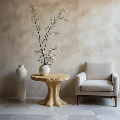Solid Wood End Table with Round Top and Sculptural Tree-Inspired Base - ArborisWood - 7