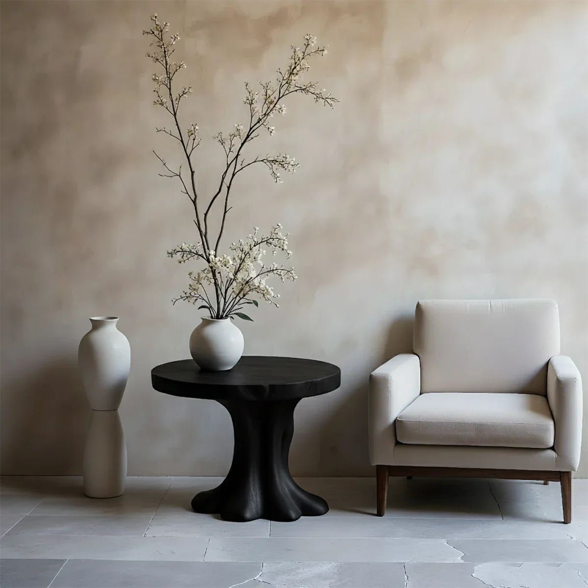 Solid Wood End Table with Round Top and Sculptural Tree-Inspired Base - ArborisWood - 8