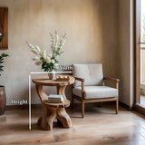 Solid Wood End Table with Round Top, Two-Tier Shelves and Sculptural Base - Arboriswood - 9